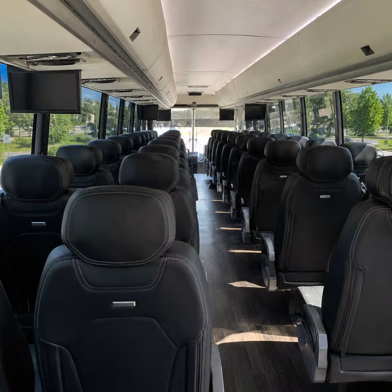 56 passenger charter bus inside